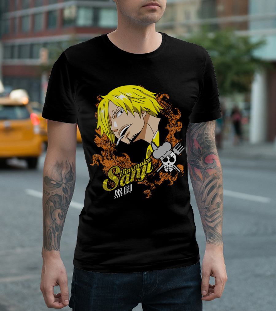 Vinsmoke Sanji Black Leg Skull烟叉 T-Shirt