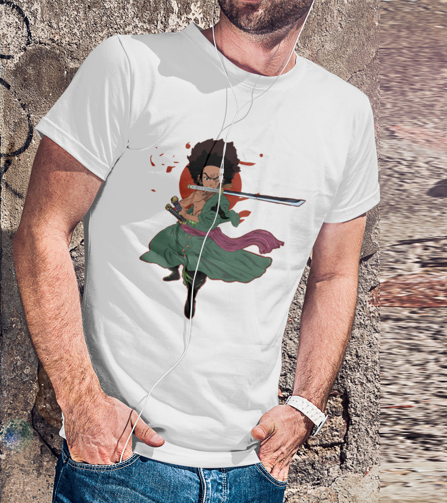 Huey Freeman X Roronoa Zoro Samurai Sword Fighter T-Shirt