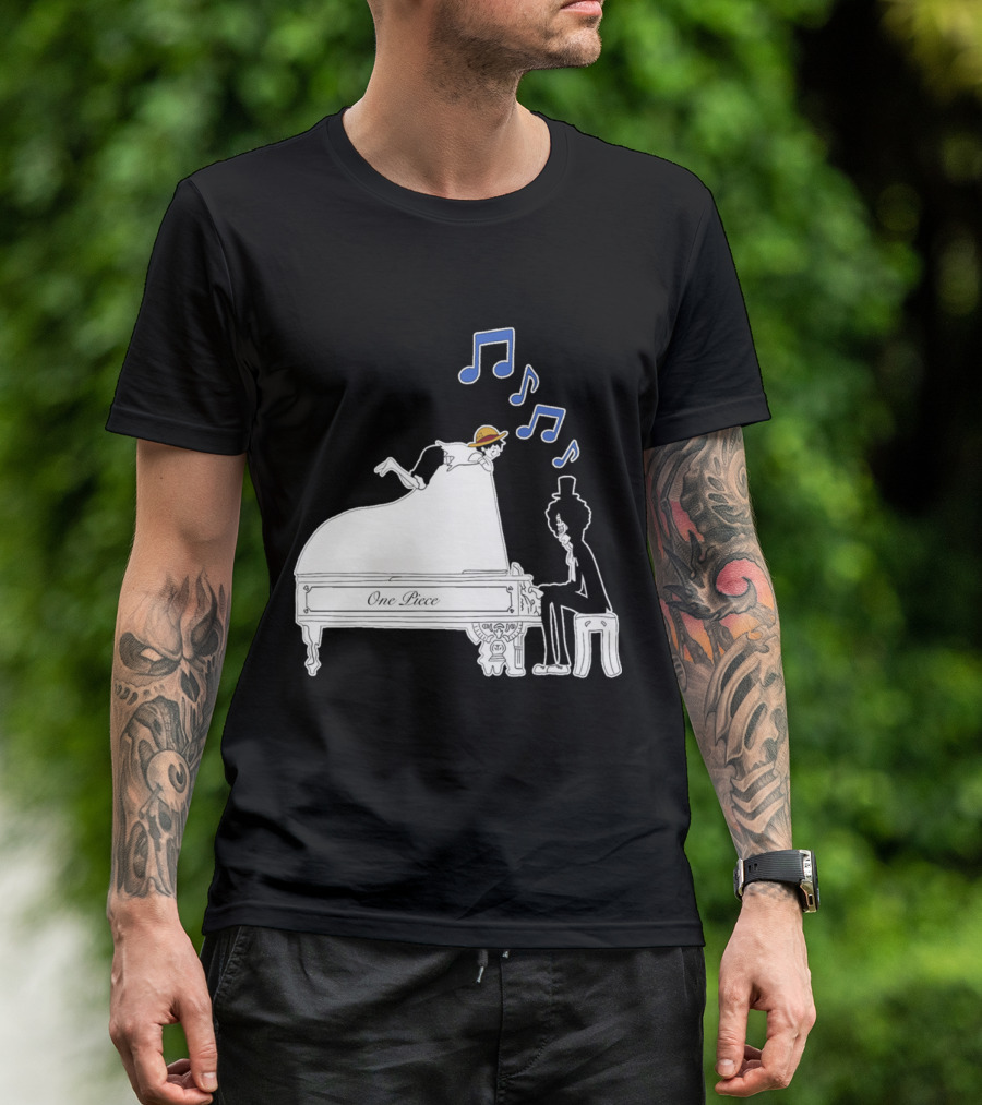 One Piece Luffy And Brook Piano Music Notes T-Shirt