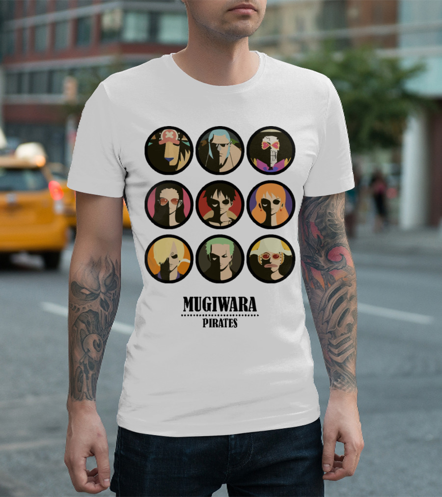 Mugiwara Pirates One Piece Characters Circles T-Shirt