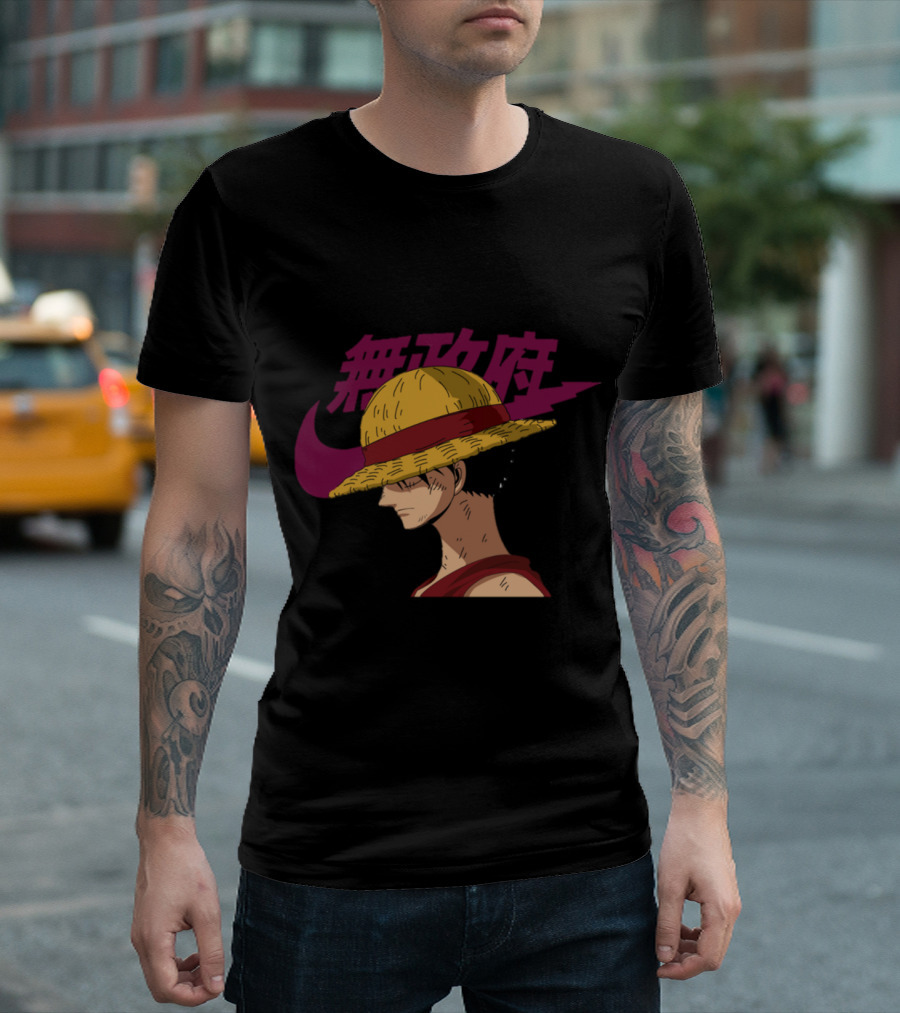 Straw Hat Luffy With Japanese Text And Iconic Emblem T-Shirt