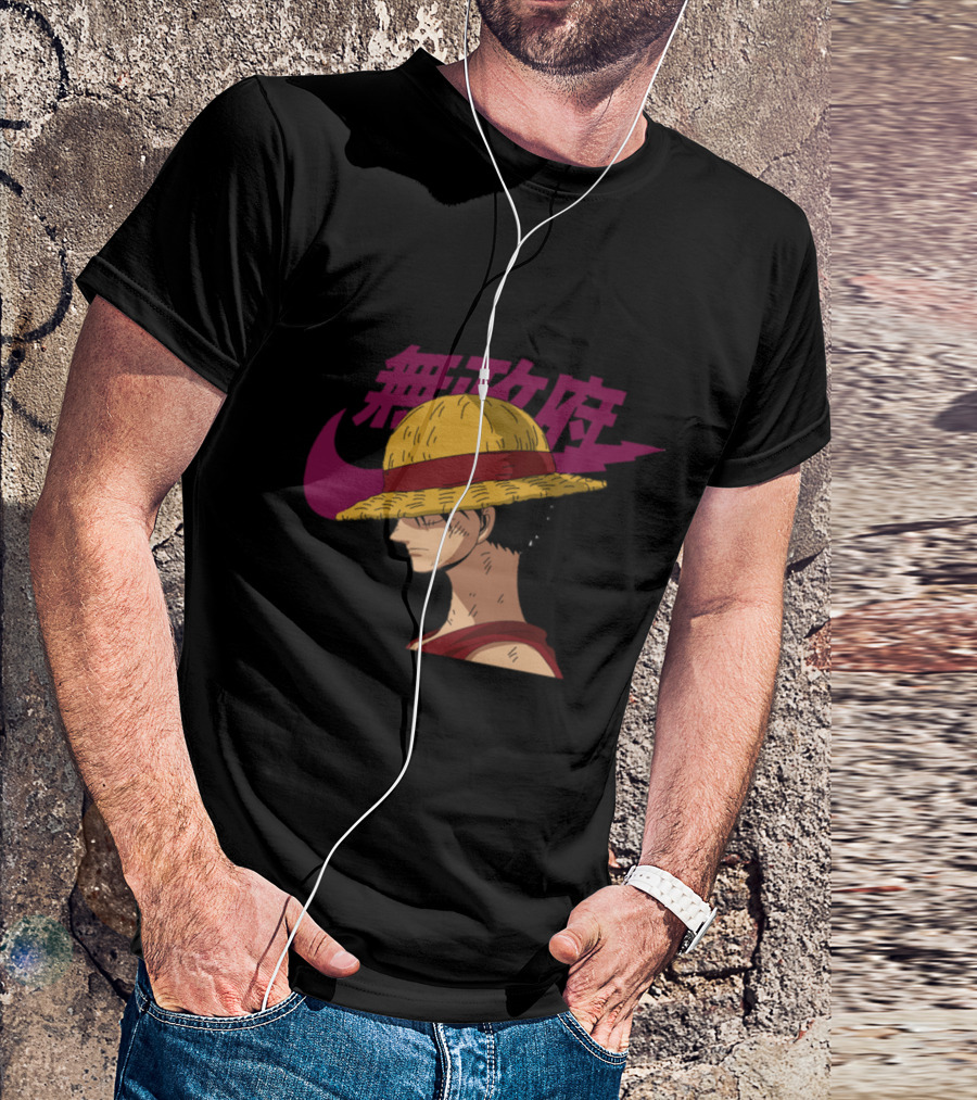 Straw Hat Luffy With Japanese Text And Iconic Emblem T-Shirt