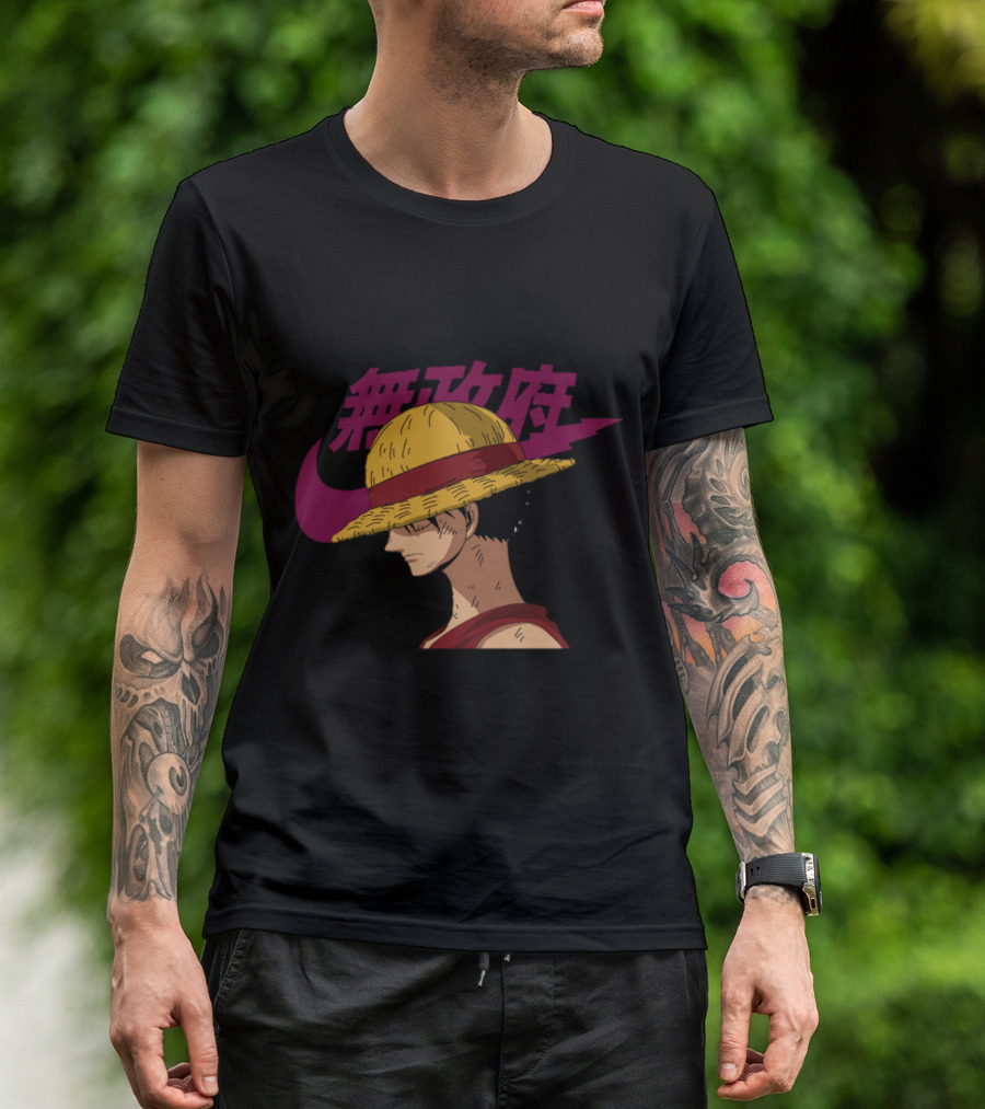 Straw Hat Luffy With Japanese Text And Iconic Emblem T-Shirt