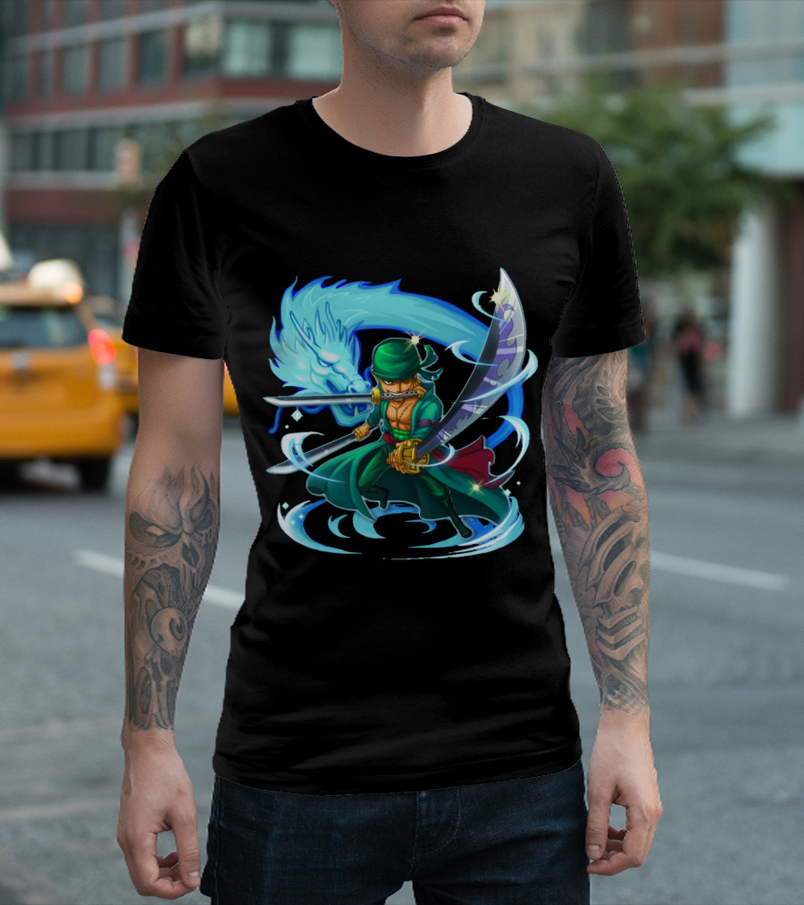 Roronoa Zoro Swordmaster With Blue Dragon Aura T-Shirt