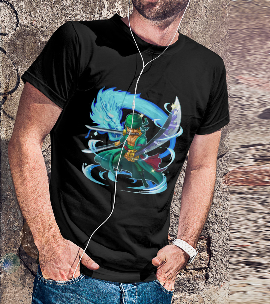 Roronoa Zoro Swordmaster With Blue Dragon Aura T-Shirt