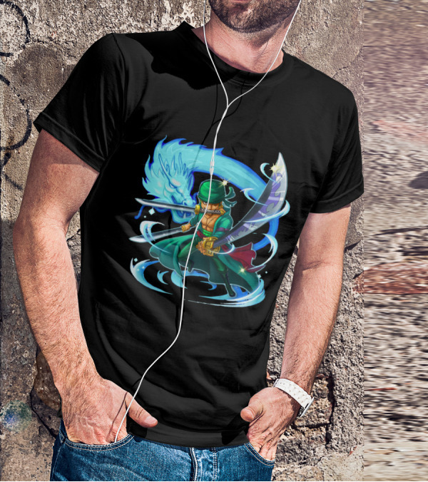 Roronoa Zoro Swordmaster With Blue Dragon Aura T-Shirt