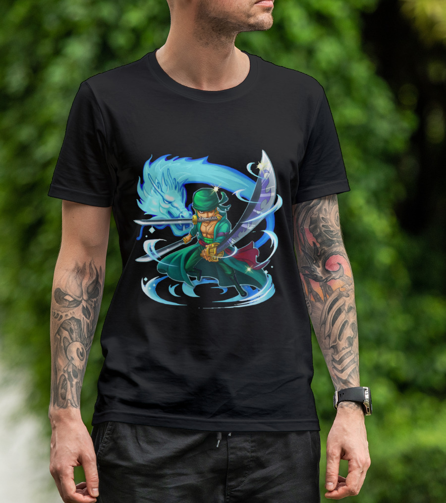 Roronoa Zoro Swordmaster With Blue Dragon Aura T-Shirt