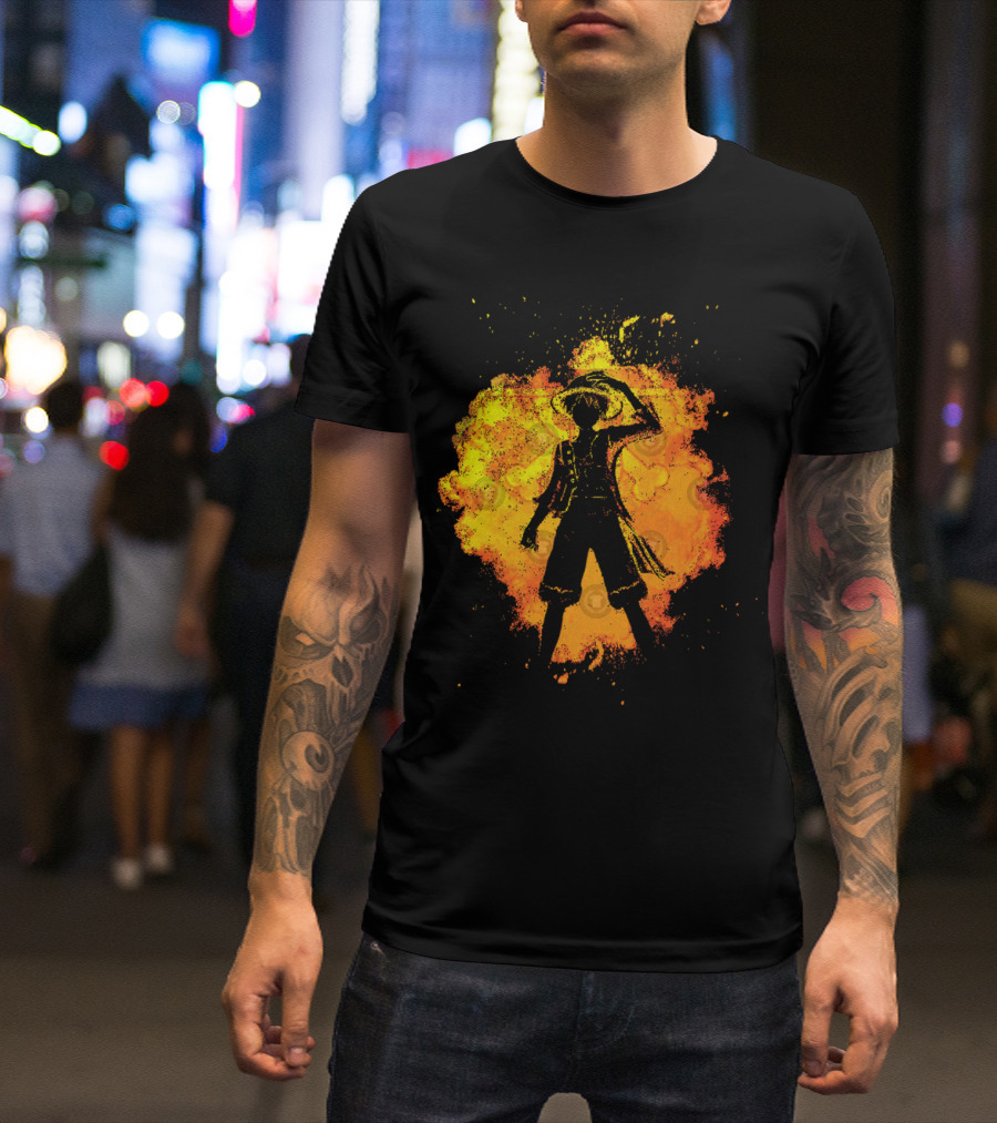 Soul Of The Pirate Luffy Fire Silhouette Anime T-Shirt