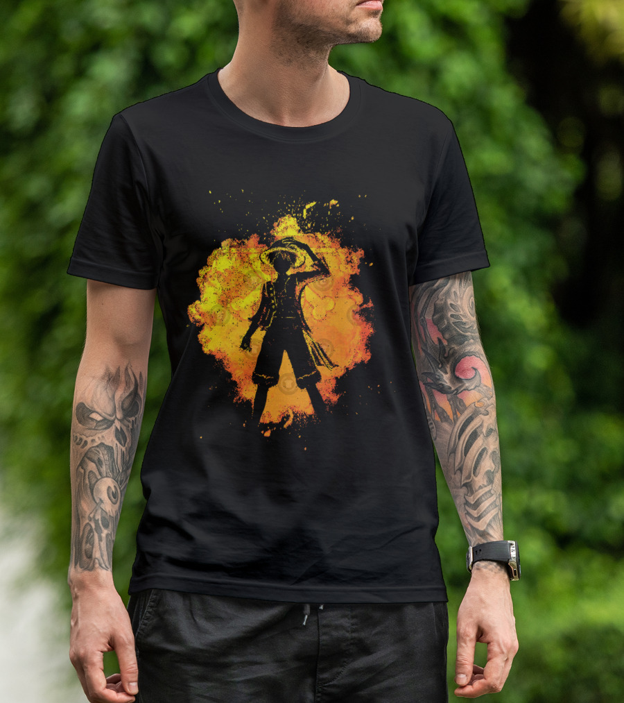 Soul Of The Pirate Luffy Fire Silhouette Anime T-Shirt