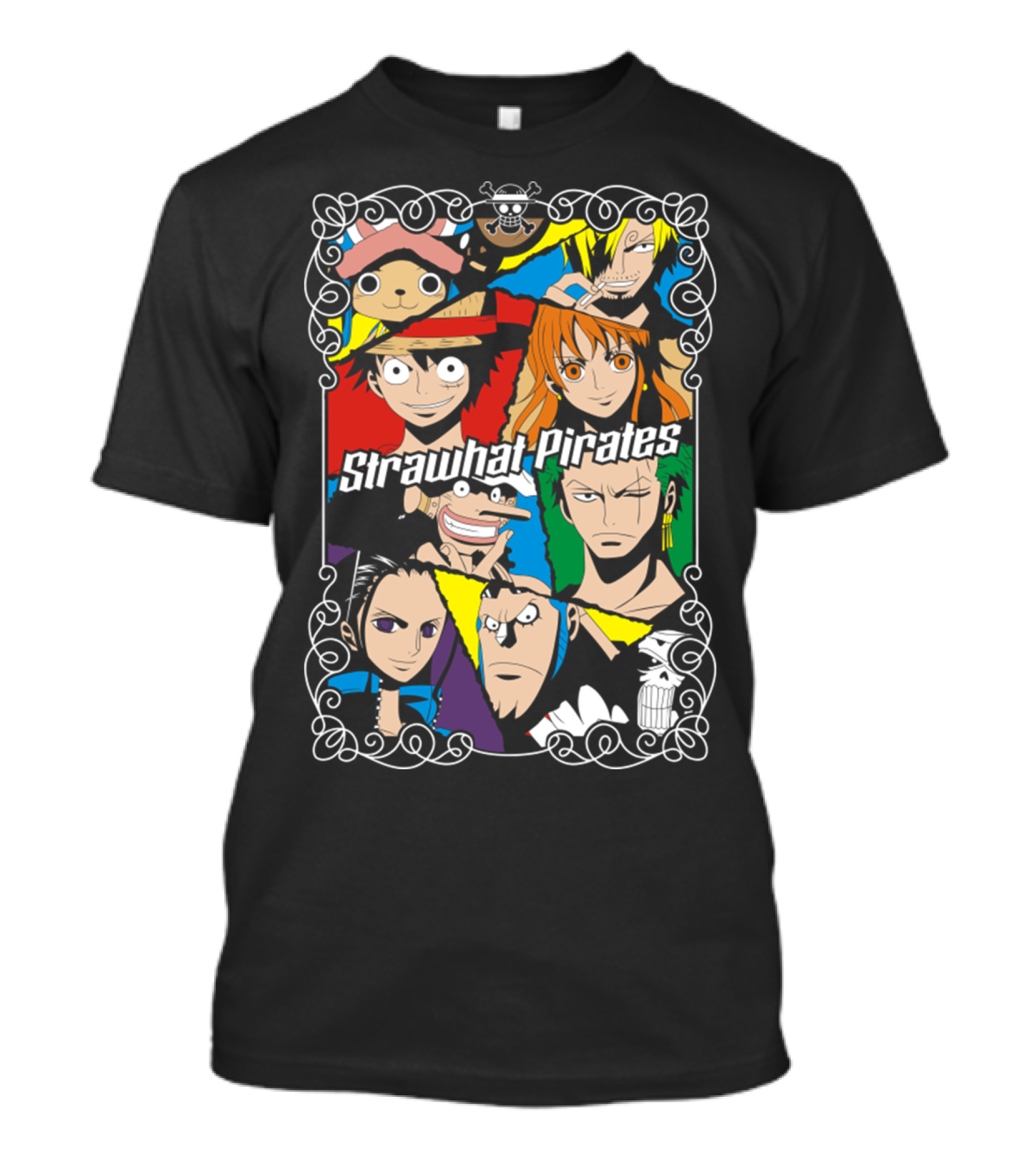 Strawhat Pirates Crew Vibrant Character Portraits T-Shirt