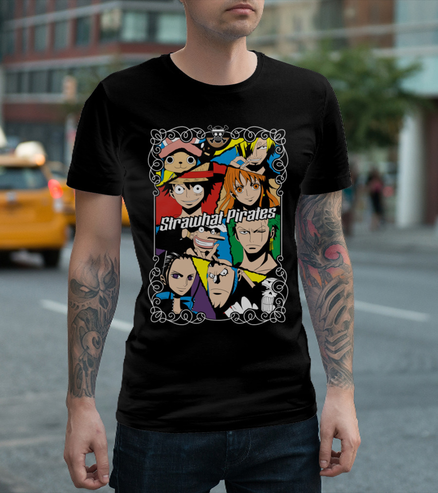 Strawhat Pirates Crew Vibrant Character Portraits T-Shirt