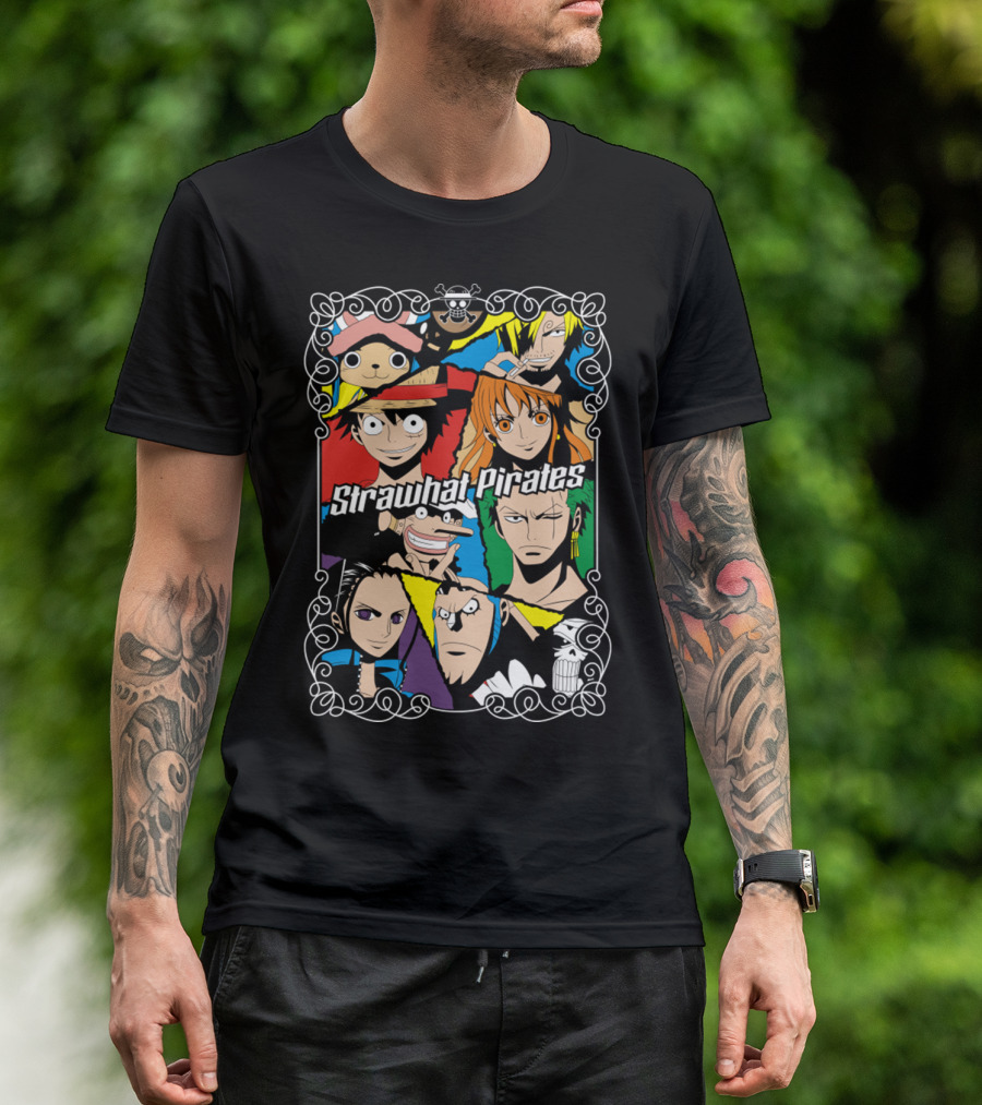 Strawhat Pirates Crew Vibrant Character Portraits T-Shirt