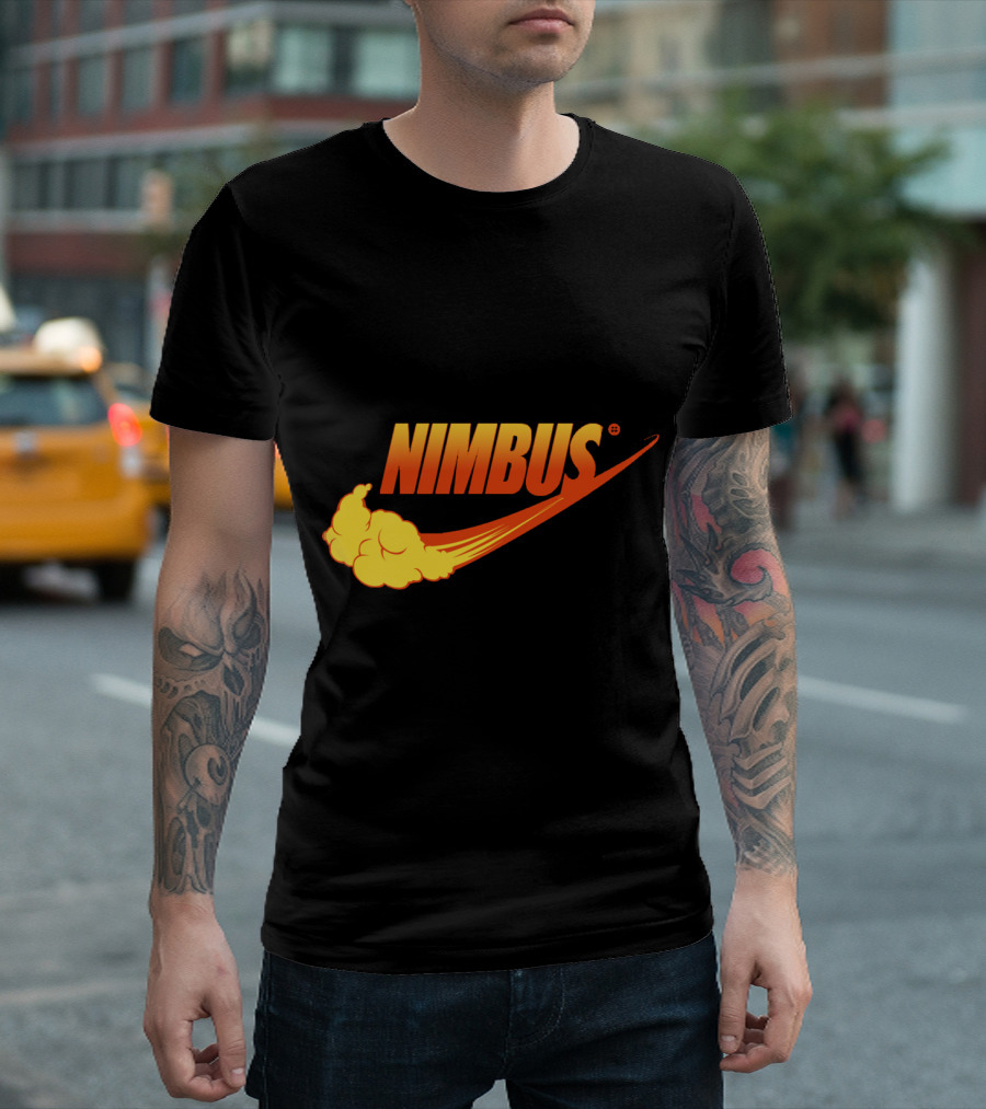 Nimbus Cloud Swoosh Orange Text T-Shirt