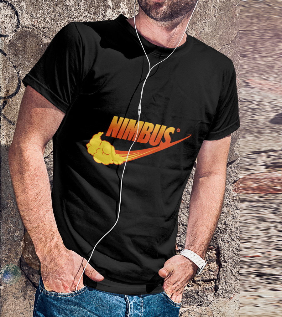 Nimbus Cloud Swoosh Orange Text T-Shirt