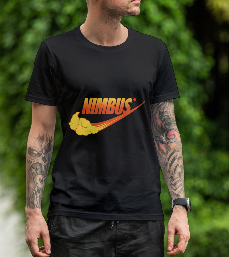 Nimbus Cloud Swoosh Orange Text T-Shirt