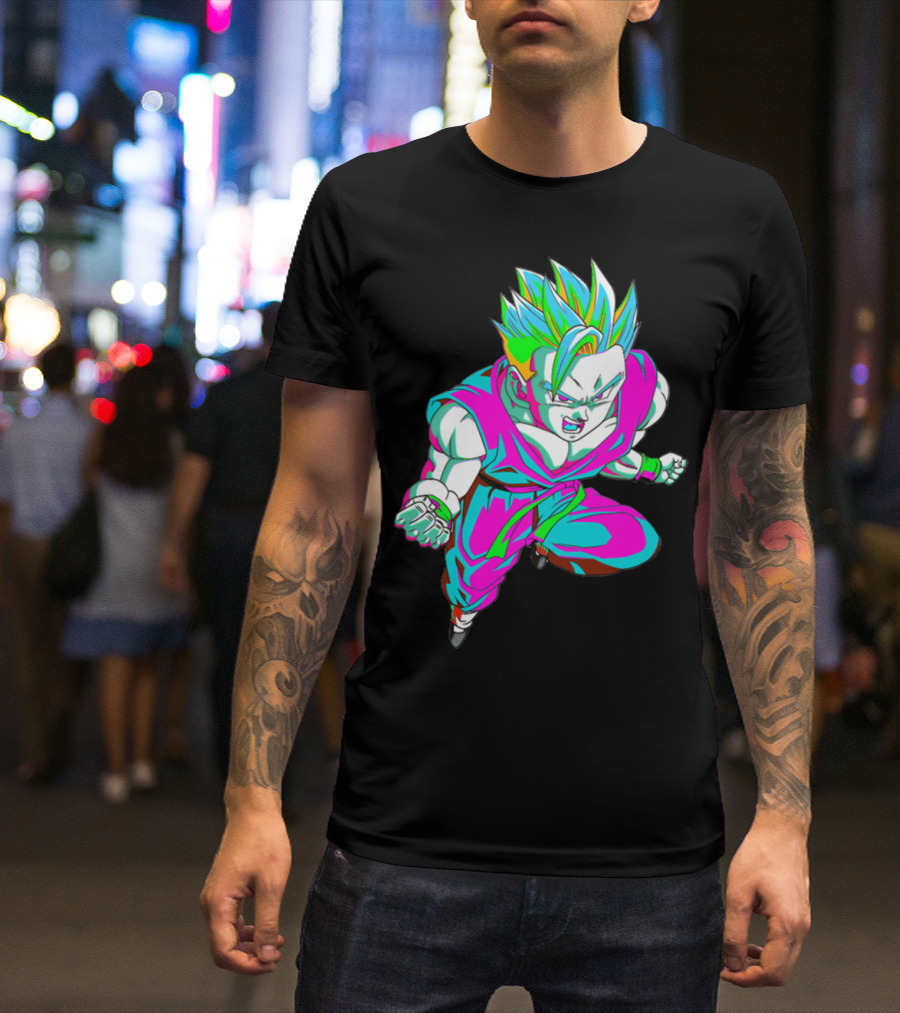 Anime Vaporwave 90s Super Saiyan Style Retro Neon Aesthetic T-Shirt