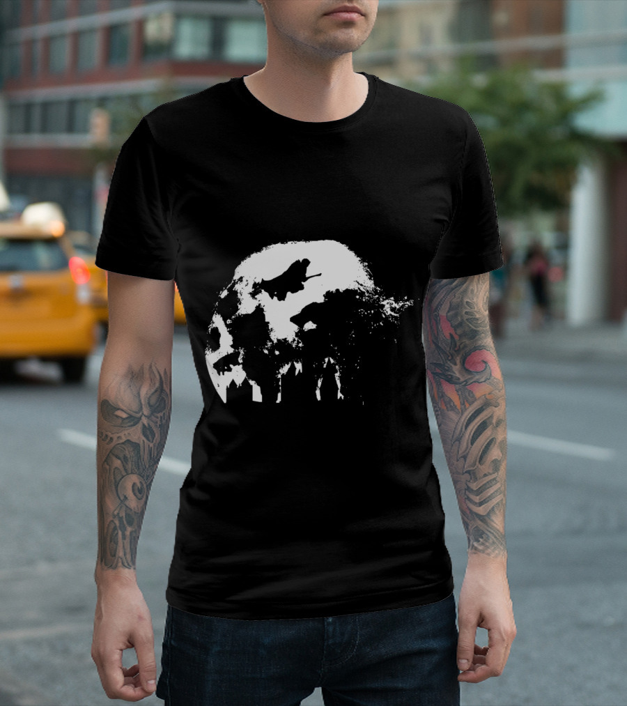 Full Moon Flying Over Hogwarts T-Shirt