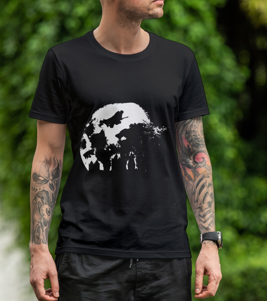 Full Moon Flying Over Hogwarts T-Shirt