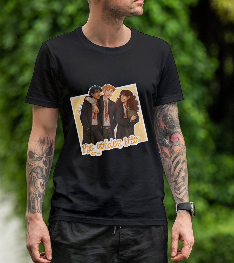 The Golden Trio: Ron, Hermione, And Harry In School Robes T-Shirt
