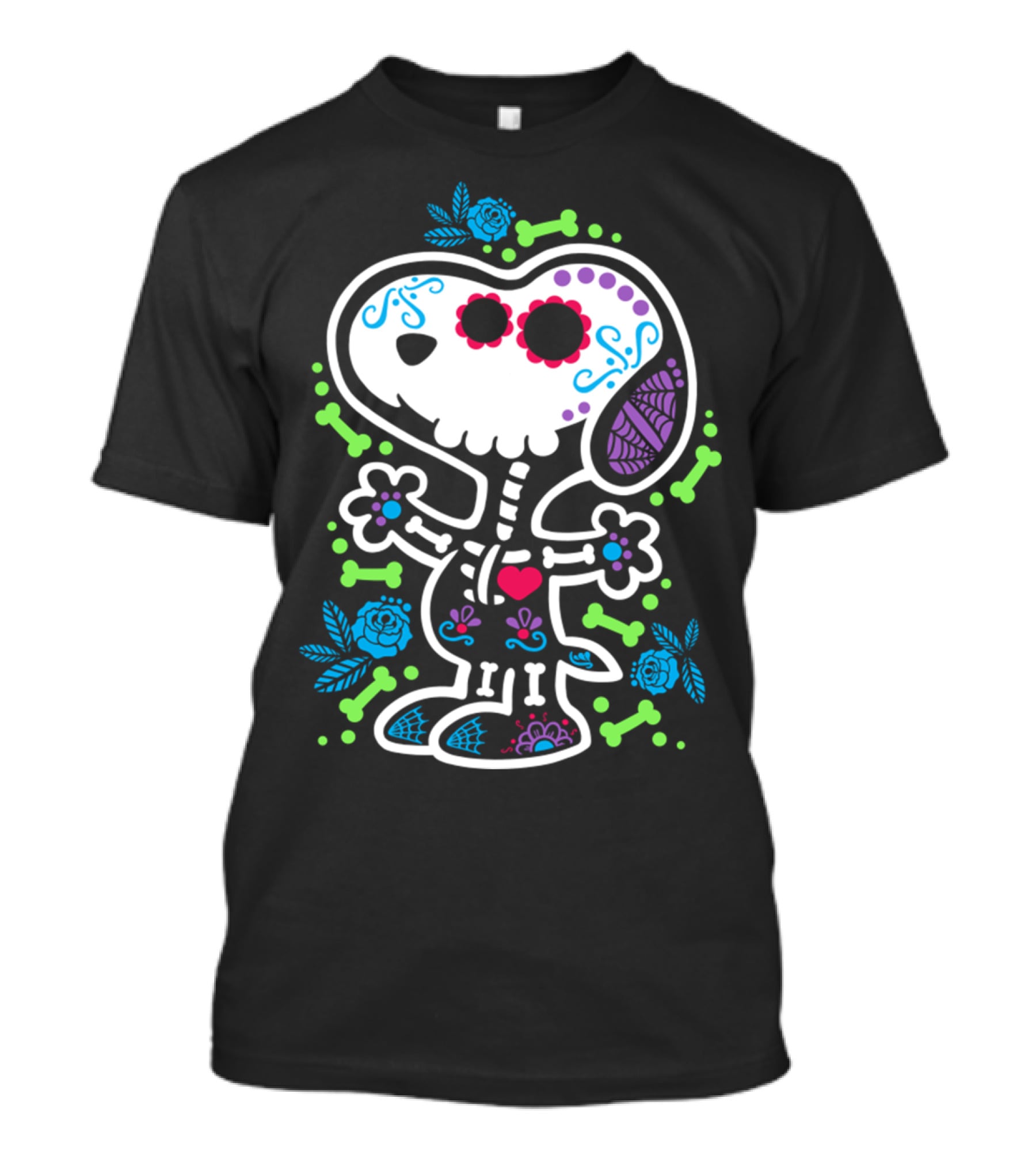 Day Of The Dead Sugar Skull Skeleton Beagle T-Shirt