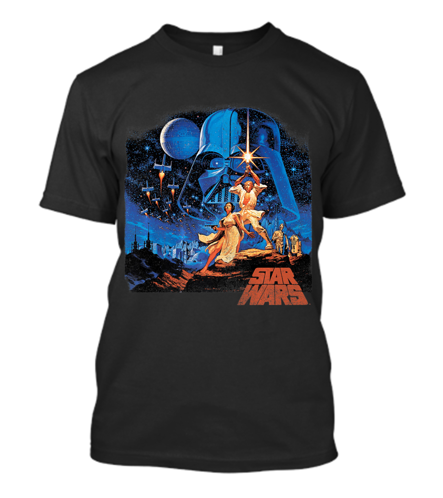 Star Wars Luke Leia Darth Vader X-Wing Tatooine R2D2 C3PO A New Hope T-Shirt
