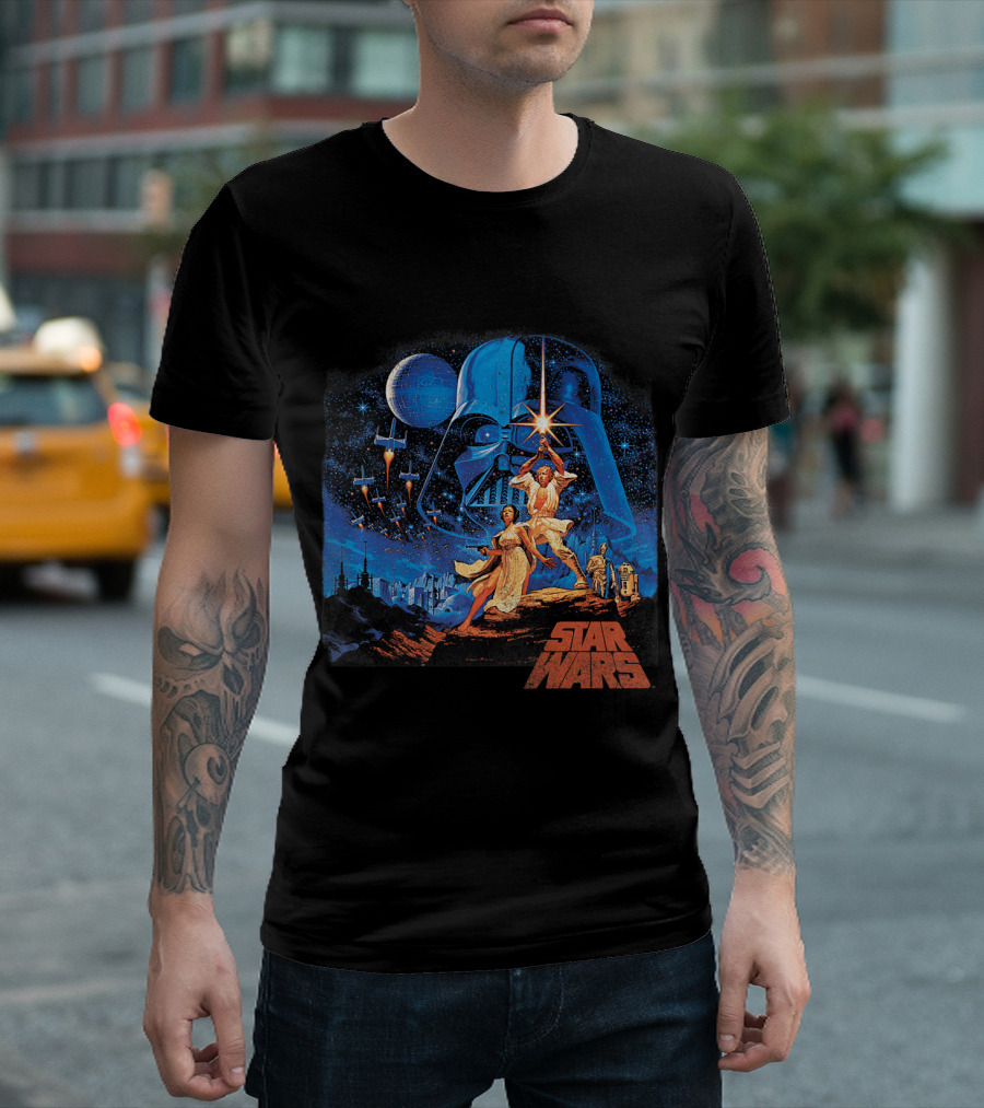 Star Wars Luke Leia Darth Vader X-Wing Tatooine R2D2 C3PO A New Hope T-Shirt