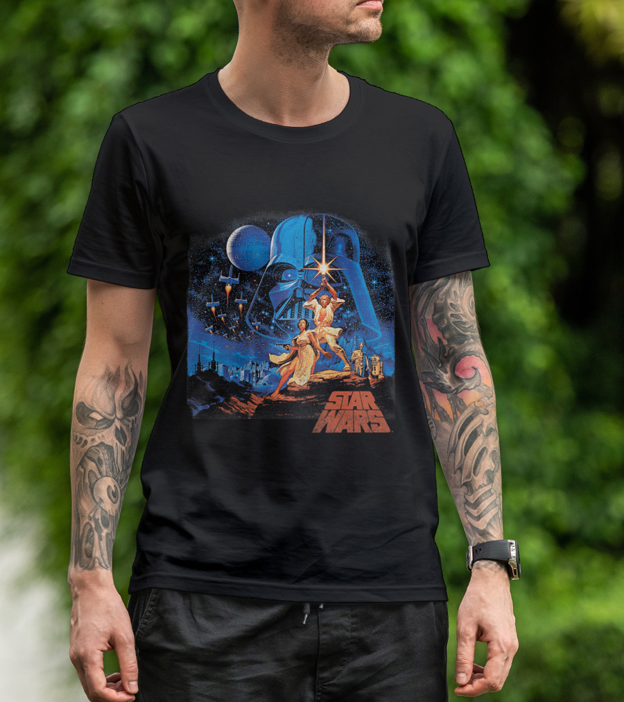 Star Wars Luke Leia Darth Vader X-Wing Tatooine R2D2 C3PO A New Hope T-Shirt