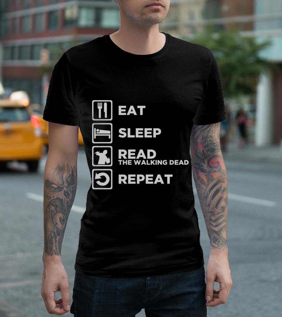 Eat Sleep Read The Walking Dead Repeat Zombie Cycle T-Shirt