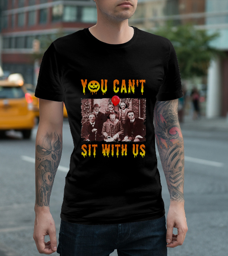 You Can't Sit With Us Halloween Horror Characters Red Balloon T-Shirt