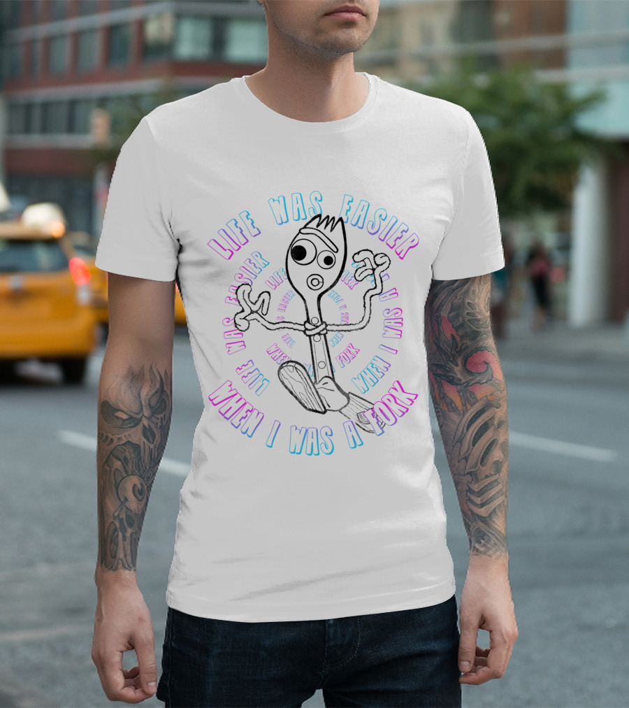 Life Was Easier When I Was A Fork Toy Character Sketch T-Shirt