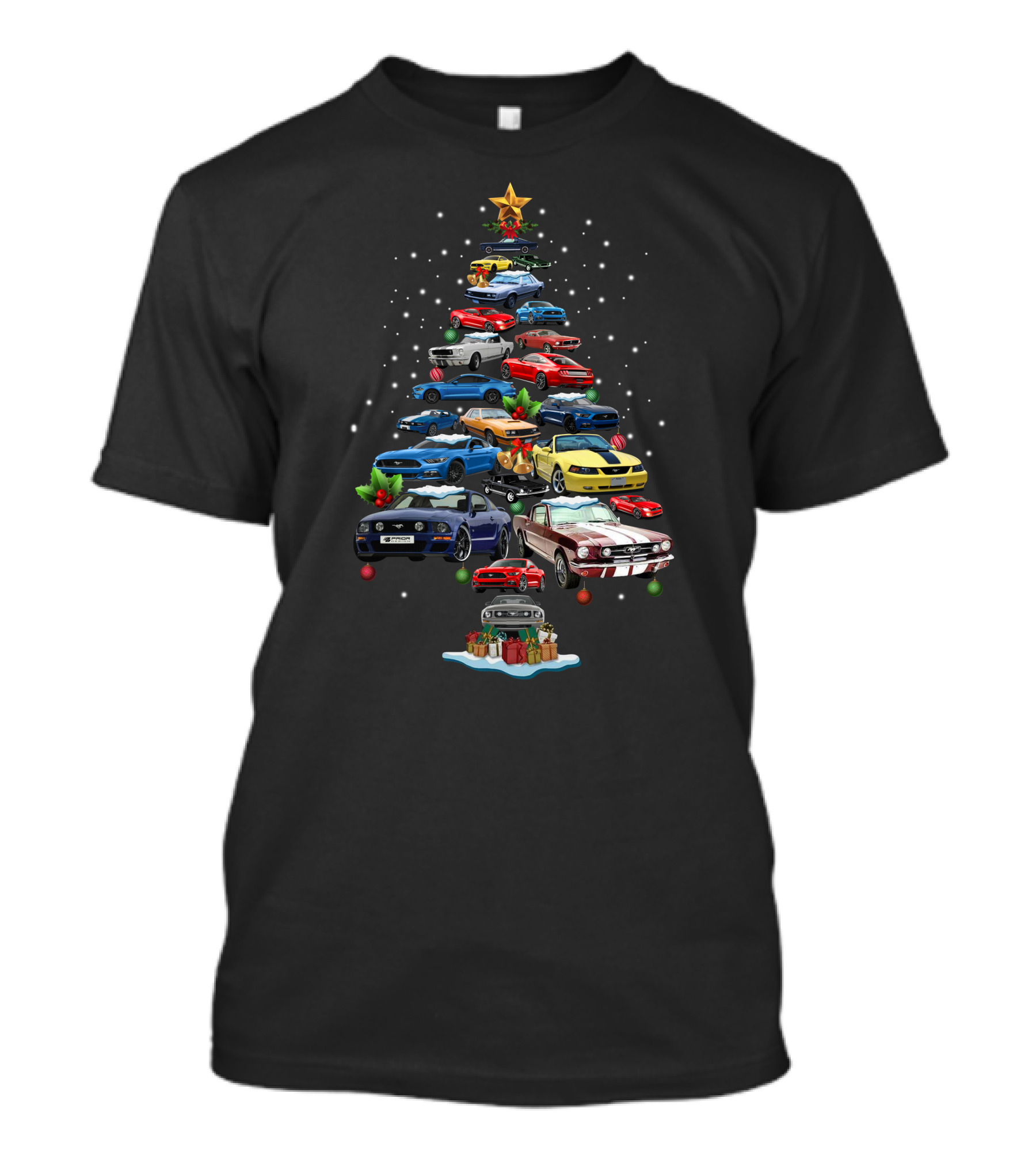 Mustang Christmas Car Tree Festive Display T-Shirt
