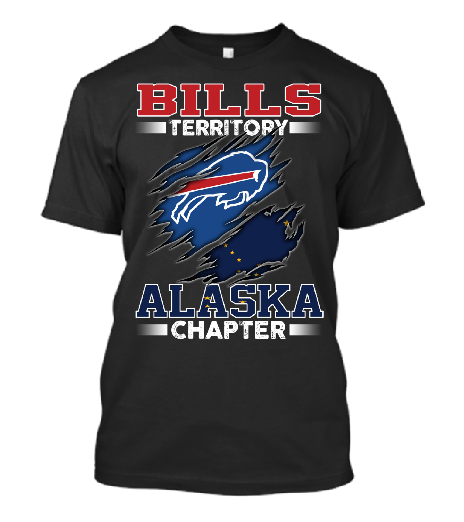 BILLS Territory Alaska Chapter Buffalo Icon With State Flag Elements T-Shirt