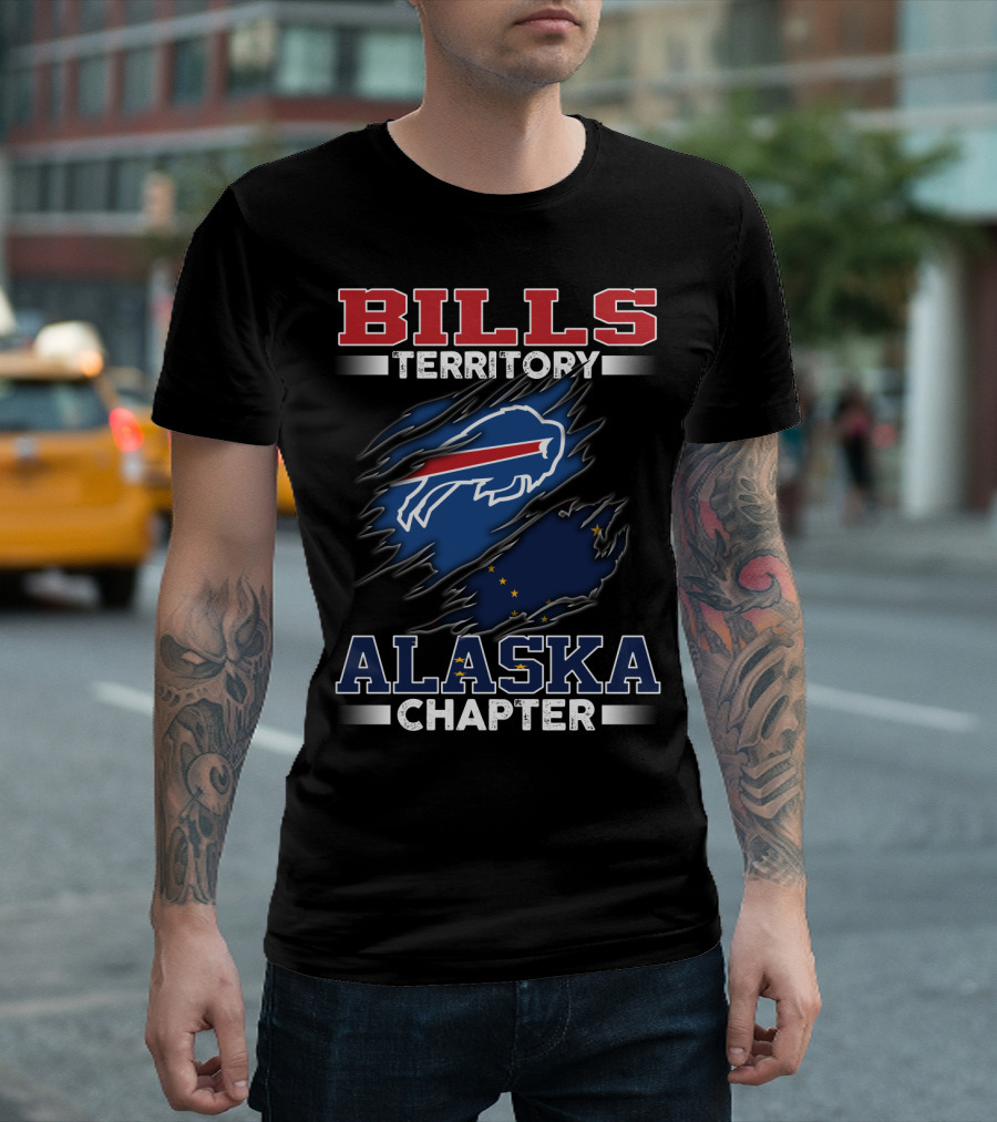 BILLS Territory Alaska Chapter Buffalo Icon With State Flag Elements T-Shirt