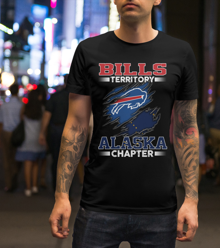 BILLS Territory Alaska Chapter Buffalo Icon With State Flag Elements T-Shirt