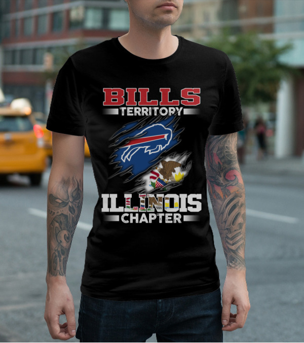 BILLS Territory Illinois Chapter Buffalo Bills Logo And Illinois State Seal T-Shirt