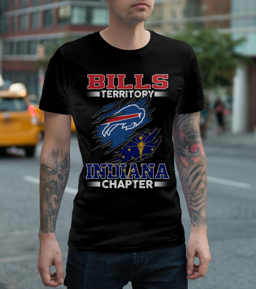 BILLS Territory Indiana Chapter Buffalo Logo with State Flag T-Shirt