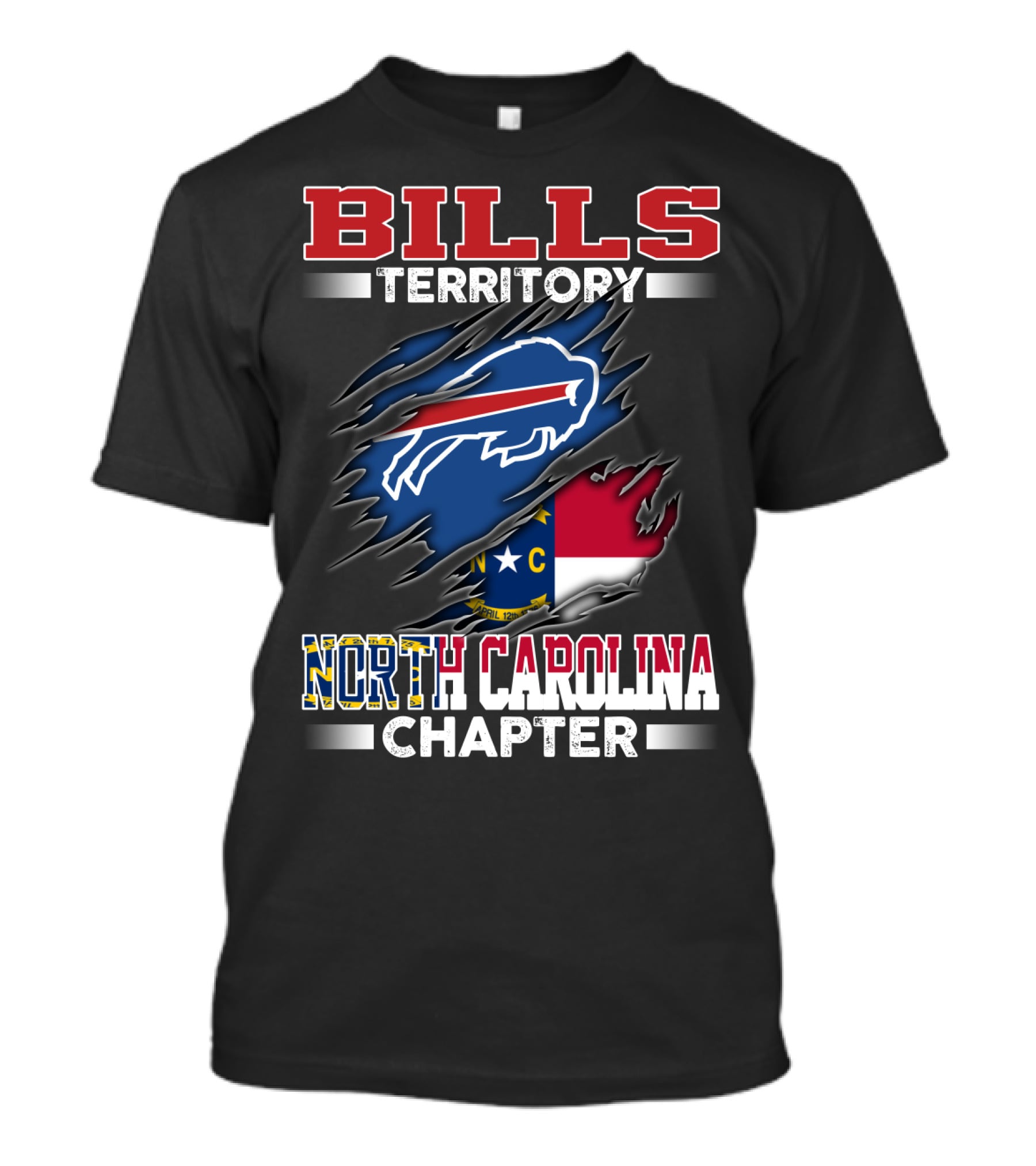 BILLS Territory North Carolina Chapter Buffalo Bills Logo And State Flag T-Shirt