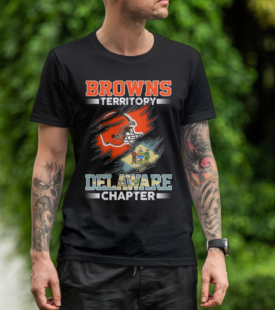 BROWNS Territory Delaware Chapter Football Helmet State Flag T-Shirt