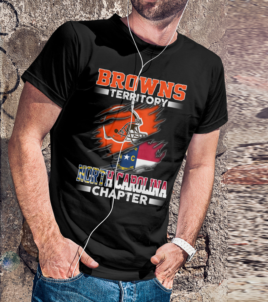 Browns Territory North Carolina Chapter Football Helmet And State Flag T-Shirt