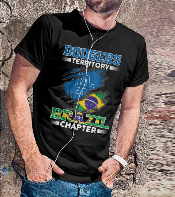 DODGERS TERRITORY BRAZIL CHAPTER LA Logo Brazilian Flag T-Shirt