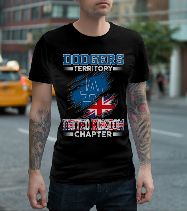 Dodgers Territory United Kingdom Chapter LA Logo Union Jack T-Shirt