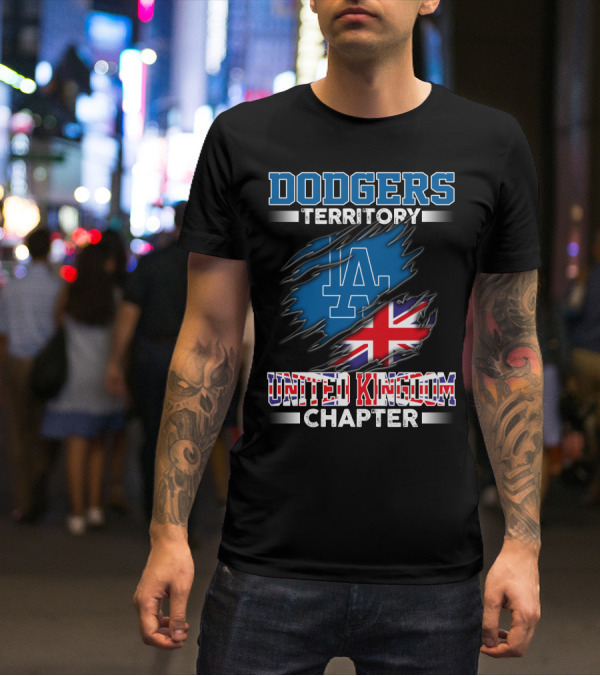 Dodgers Territory United Kingdom Chapter LA Logo Union Jack T-Shirt