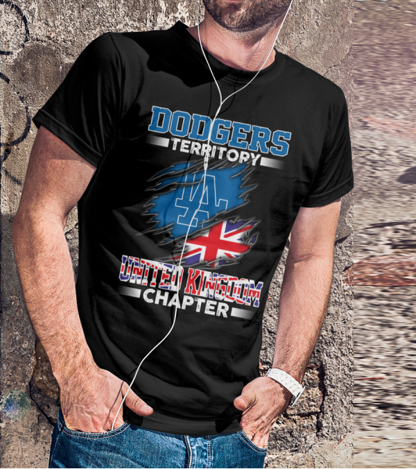 Dodgers Territory United Kingdom Chapter LA Logo Union Jack T-Shirt