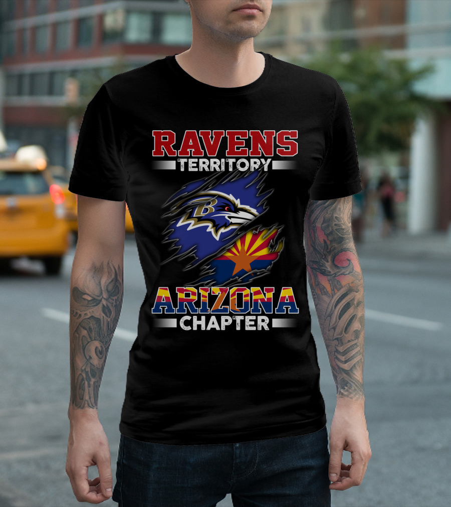 Ravens Territory Arizona Chapter Baltimore Ravens Logo Arizona Flag Elements T-Shirt