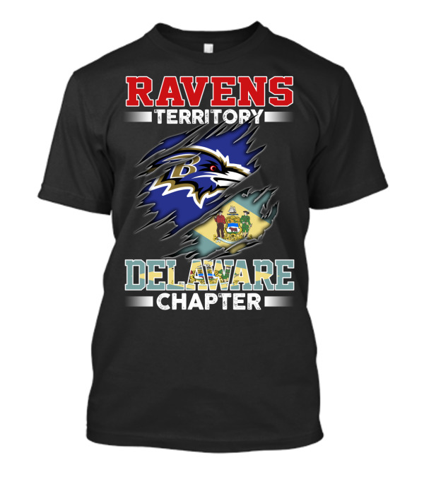 Ravens Territory Delaware Chapter Ravens Logo Delaware Flag T-Shirt