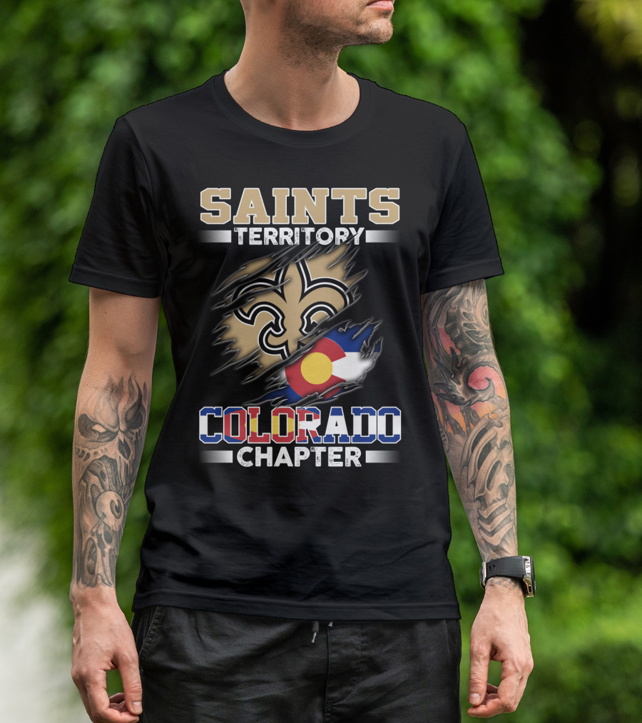 Saints Territory Fleur De Lis Colorado Flag Chapter T-Shirt