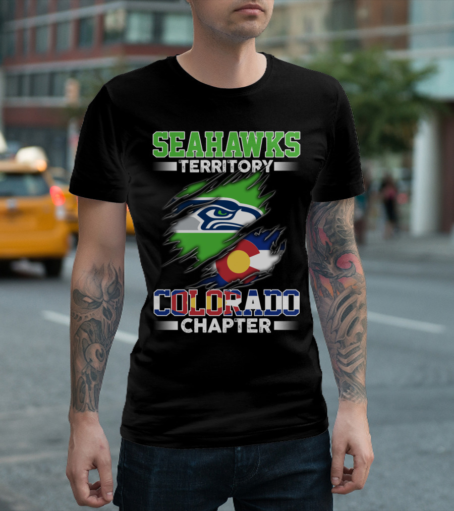SEAHAWKS TERRITORY COLORADO CHAPTER SEATTLE LOGO FLAG интеграция T-Shirt