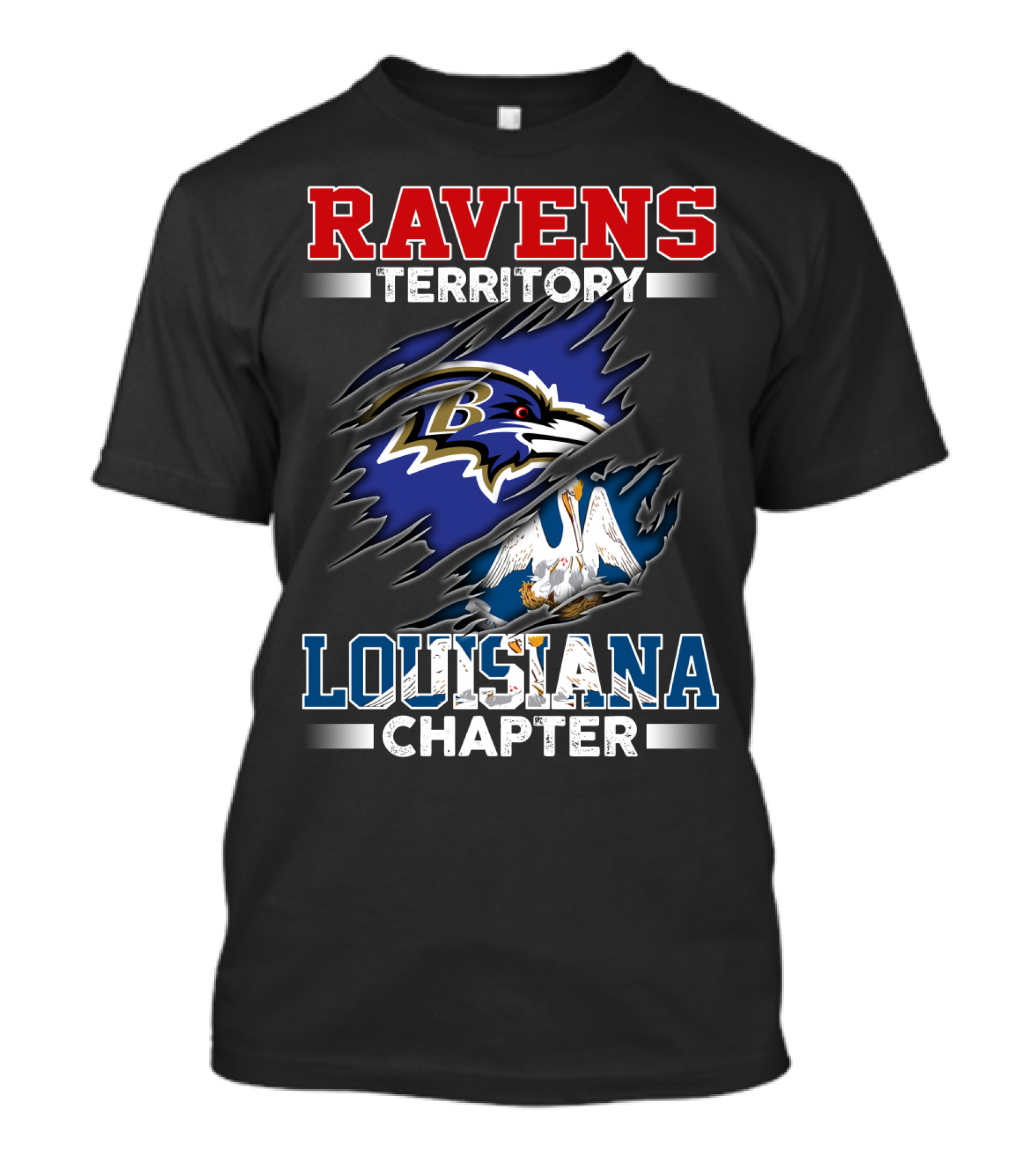 Ravens Territory Louisiana Chapter Nfl Baltimore Bird Logo Pelican T-Shirt