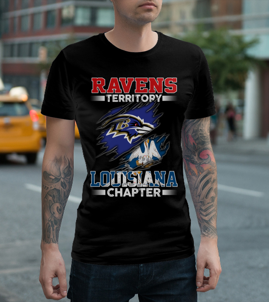 Ravens Territory Louisiana Chapter Nfl Baltimore Bird Logo Pelican T-Shirt