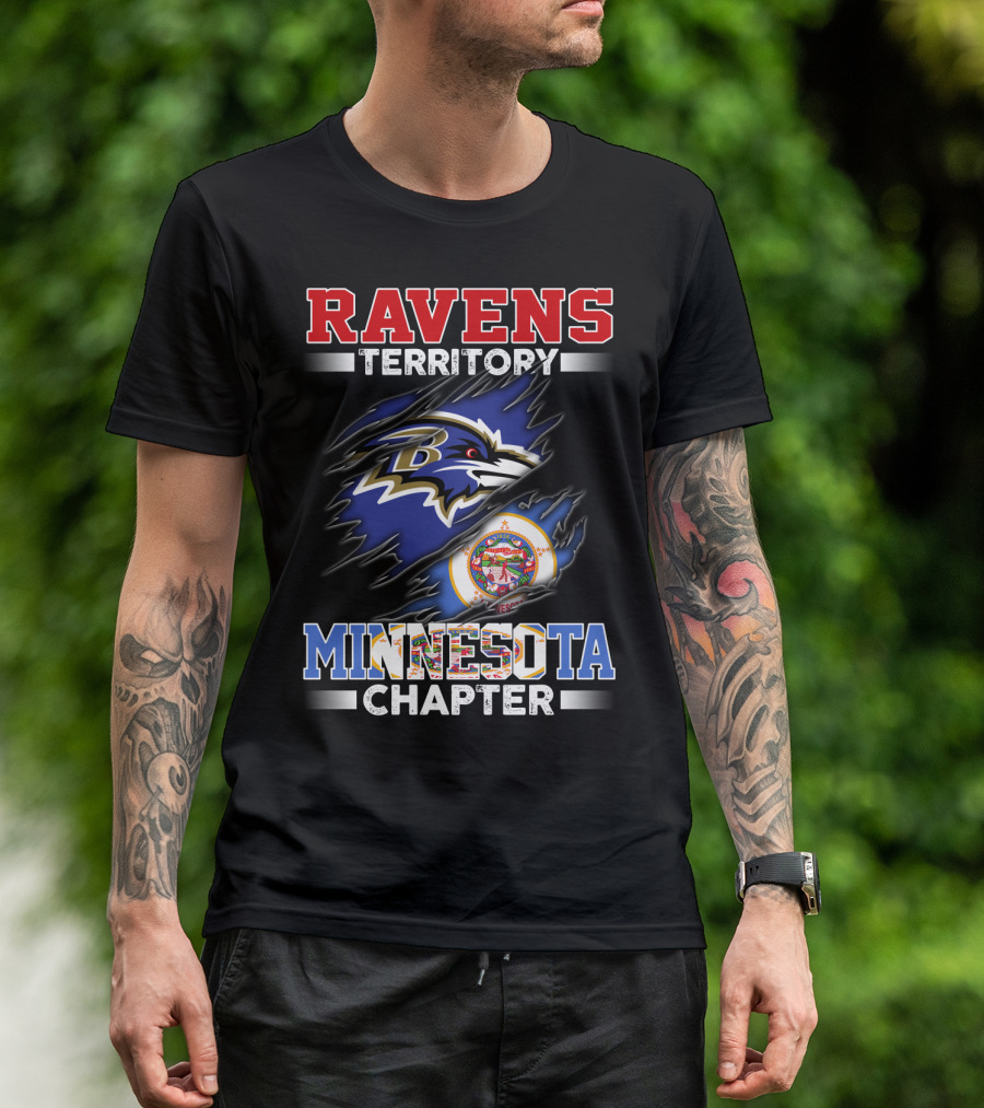 Ravens Territory Minnesota Chapter Nfl Team Logo And State Flag T-Shirt